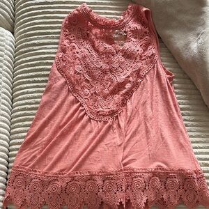 Maurices Pink Lace Embellished Sleeveless Blouse